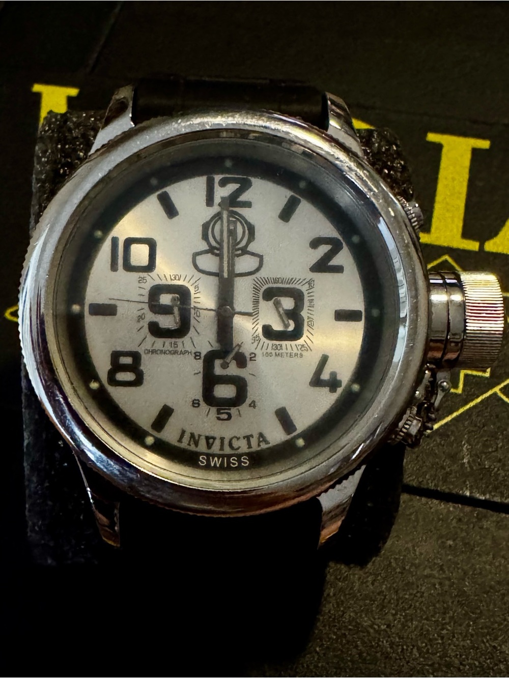 Invicta Silver Dial Watch with Black Strap